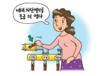 세대 차단밸브를 조금 더 연다